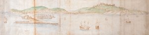 Dover fra havet, midten av 1500-tallet av Anthonis van den Wyngaerde