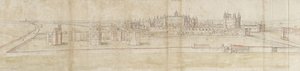 Hampton Court Palace fra nord (penn og brunt blekk og akvarell over svake indikasjoner i svart kritt) av Anthonis van den Wyngaerde