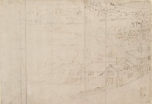 Panorama over London sett fra Southwark: Bankside, 1554 av Anthonis van den Wyngaerde