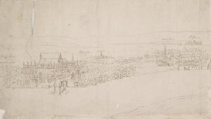Panorama av London sett fra Southwark: Westminster, 1554