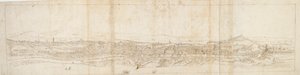 Panoramautsikt over Roma fra Monte Mario, Castel S. Angelo i forgrunnen, c1550-tallet