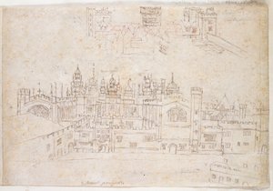 Studier av Palace of Oatlands og Hampton Court, ca. 1544 (penn og blekk på papir) av Anthonis van den Wyngaerde