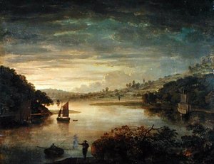 En utsikt over elven Neath i Glamorganshire (olje om bord) av Anthony Devis