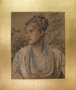 Mary Sandys (1845-1920), ca. 1871-73 (farget kritt på buff-papir) av Anthony Frederick Augustus Sandys