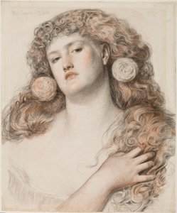 Rød rose og hvit, 1867 (kritt på papir) av Anthony Frederick Augustus Sandys