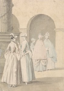 Ladies Beside a Column og Arcade av Anthony Highmore