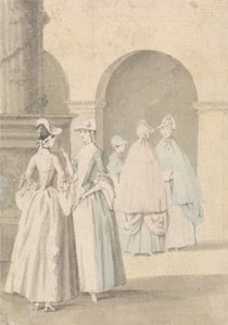 Ladies Beside a Column og Arcade av Anthony Highmore