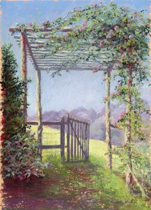 Veien til feltet, 2001 (pastell på papir)