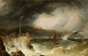 Pakkebåt som går inn i havn, 1855. av Anthony Vandyke Copley Fielding