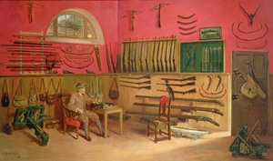 Sir Ralph Payne Gallwey i våpenrommet hans i Thirkleby Hall, Yorkshire, 1914 av Anthony de Bru
