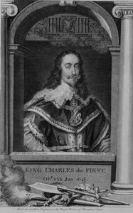 Charles I (1600-49) konge av Storbritannia og Irland fra 1625, gravert av George Vertue (1684-1756) (gravering) av Anthony van (after) Dyck