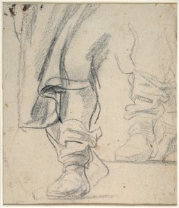 En manns støvlettbein og kappe faller ned (svart og rødt kritt på papir) av Anthony van Dyck