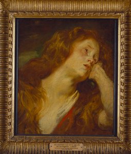 En ung kvinne, lang byst, hviler hodet på hånden av Anthony van Dyck