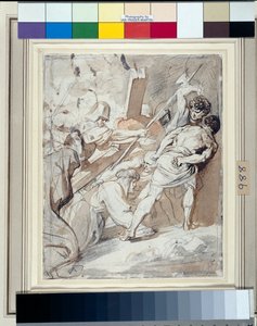 Kristus bærer korset (penn og blekk med vask over kritt på papir) av Anthony van Dyck