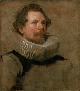 Hodet til en skjeggete mann iført en Wheel Ruff, 1600-tallet av Anthony van Dyck