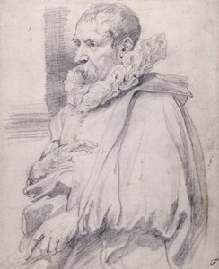 Pieter Brueghel den yngre (svart kritt på hvitt papir) av Anthony van Dyck