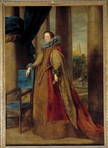 Antatt portrett av markisen Geromina Spinola Doria, av Genes. Hun har på seg en jordbærkrage. Maleri av Anton (Antoon eller Anthony) van Dyck (1599-1641) 1600-tallet Søn. 2,39x1,7 m - Antatt portrett av Marchesa Geromina Spinola Doria fra Genoa wea av Anthony van Dyck