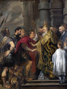 Saint Ambrose sperrer Theodosius fra katedralen i Milano av Anthony van Dyck