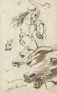 Studie av rytter og hestehode, 1620-1 (penn og wc på papir) av Anthony van Dyck