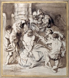 The Mocking of Christ (penn og blekk med vask over kritt på papir) av Anthony van Dyck
