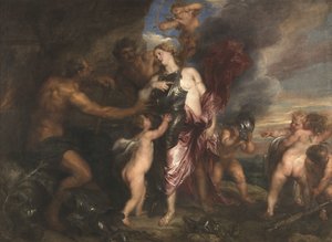 Thetis mottar den nye rustningen til Akilles i Vulcanus’ smie av Anthony van Dyck