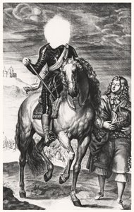 Hodeløst rytterportrett opprinnelig av Louis av Frankrike, gravert av Pierre Lombard (1612-80) (se 105377-8)