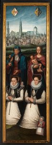 Detalj av portrett av Juan Pardo II og hans koner Anna Ingenieulandt og Maria Anchemant av Anthuenis (1536 1613) Claeissins or Claeissens