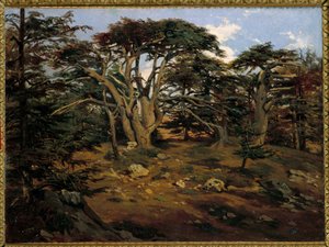 De gamle sedertre på Libanonfjellet ved Boumana Maleri av Antoine Alphonse Montfort (1802-1884) 1800-tallets søn. 0,32x0,44 m Paris, Orsay-museet av Antoine Alphonse Montfort