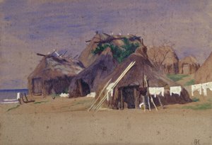 Rorbuer på kysten av Antoine Auguste Ernest Herbert or Hebert