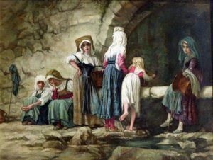 Bønder ved en fontene av Antoine Auguste Ernest Herbert or Hebert
