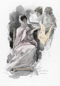 Odyssee d'Homere: Penelope og hans tilhengere (Odyssey av Homer: Penelope og hennes tjenere) Illustrasjon av Antoine Calbet (1860-1944) for "The odyssee" av den greske poeten Homere (Odyssey av Homer) 1897 Privat samling av Antoine Calbet