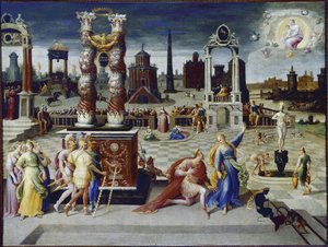Keiser August og den tiburtinske sibylla (olje på lerret, ca. 1575-1580) av Antoine Caron