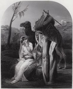 Rebekka mottar Isaks gaver (gravering) av Antoine Charles Horace Vernet