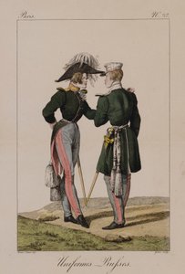 Russiske uniformer (håndfarget gravering) av Antoine Charles Horace Vernet