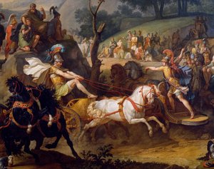 Begravelsesleker til ære for Patrocles, detalj av Akilles på vognen hans, olje på lerret ca. 1790, se også 346199