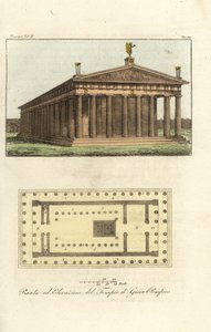 Høyde og plan av Zeus-tempelet eller Jupiter ved Olympus-fjellet av Antoine Chrysostome Quatremère de Quincy