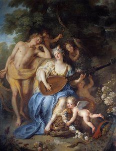 Detalj av "" Portrett av hertuginnen av Villars"" etter Angelique de Varangeville (1683 -?). Maleri av Antoine Coypel (1661-1722)