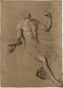 Studie av en mann sittende nakenfigur, for Bacchus