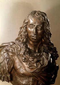 Byste i bronse av Louis II av Bourbon, Prince of Conde kjent som Grand Conde (1621-1686) (Bourbon-Conde). Skulptur av Antoine Coysevox (1640-1720) 1600-tallet.