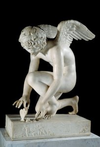 Amor eller "Love taking a butterillon" Marmorskulptur av Antoine Denis Chaudet (1763-1810) 1817 Paris, Louvre-museet