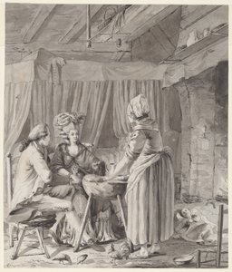 Elegant par lunsjer i en hytte på landet av Antoine François Sergent
