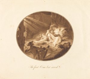 Førstemann til mølla best tjent av Antoine François Sergent after Augustin de Saint Aubin