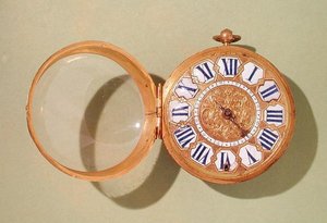 Klokke, ca. 1685 (forgylt messing og emalje)