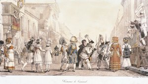 Karnevalskostymer, av Antoine-Jean-Baptiste Thomas (1791-1833), akvarell. Italia