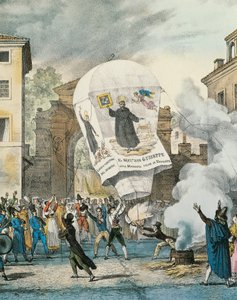 Luftballong for San Giuseppe-dagen i Roma, av Antoine-Jean-Baptiste Thomas (1791-1833), trykk. Detalj. Italia av Antoine Jean-Baptiste Thomas