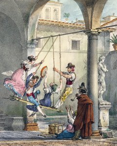 Swing, gravering av Antoine Jean-Baptiste Thomas (1791-1834) fra Un an a Rome et dans ses environs (Ett år i Roma og i omegn), Frankrike