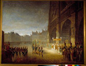 Flaggenes velsignelse på torget til katedralen Notre Dame de Paris i 1804 Maleri tilskrevet Antoine Jean Gros (1771-1835) 1800-tallets søn. 1,1x1,46 m Paris, Musee Carnavalet av Antoine Jean (attr. to) Gros