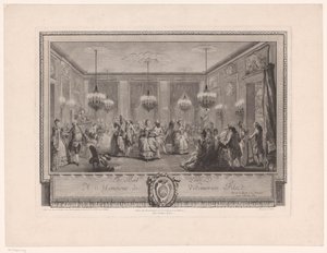 Marie Antoinette: The Queen of Fashion: Ball at the Home of Monsieur de Villemorien Ballsal med dansende par Le Bal Pare (tittel på objekt)