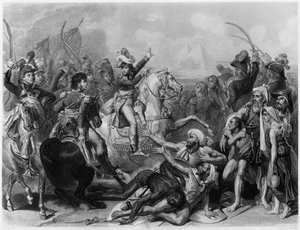 Napoleon Bonaparte i slaget ved pyramidene, gravert av Jean Jacques Frilley (f.1797) av Antoine Jean Gros