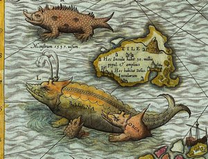Detalj av et kart over havet (Carta marina) av Olaus Magnus (1490-1557) av Antoine Lafrery